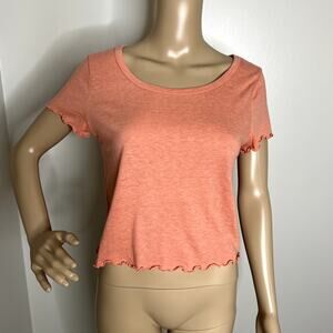 Mossimo Supply Co Pink Short Sleeve Ruffle Top